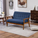 Mid-Century Modern Solid Loveseat Sofa Upholstered Linen Loveseat, 2-Seat Upholstered Loveseat Sofa Modern Couch