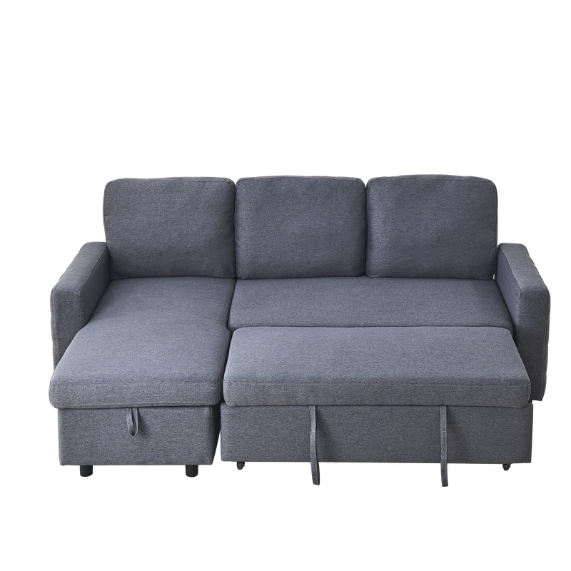 78.8" Reversible Sleeper Combo Sofa with Pullout Bed, Comfortable Linen L-Shaped Combo Sofa Sofa Bed, Living Room Furniture Sets for Tight Spaces
