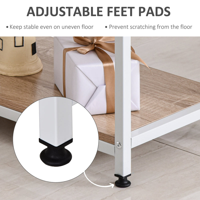 55 Inch Home Office Computer Desk Study Writing Workstation with Storage Shelves, Elevated Monitor Shelf, CPU Stand, Durable X-Shaped Construction, Oak Wood Grain