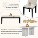 6-Piece Modern Style Dining Set with Faux Marble Table and 4 Upholstered Dining Chairs & 1 Bench (White)