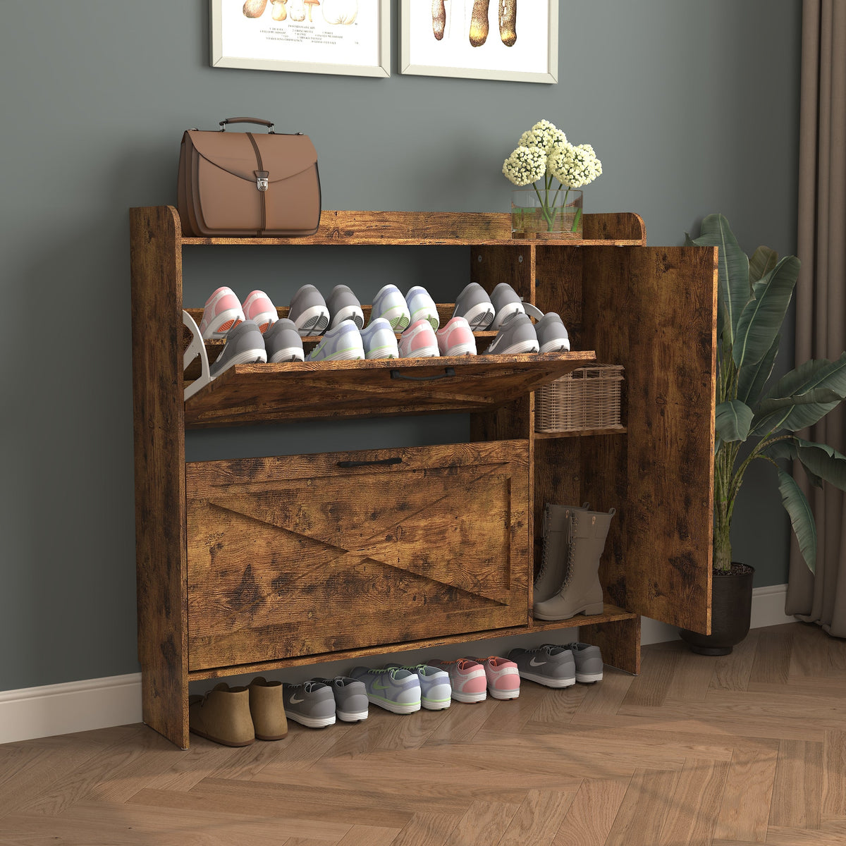 Shoe Storage Cabinet with 2 Flip Drawers, photo 7 of 8