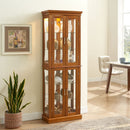 Curio Cabinet Lighted Curio Diapaly Cabinet With Adjustable Shelves And Mirrored Back Panel, Tempered Glass Doors (6 Tier), (E26 Light Bulb Not Included) by Unique Piece Furniture