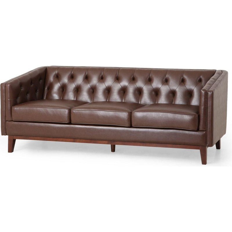 81" PU Sofa,Tufted Back,Solid Wood legs,Living Room and Study