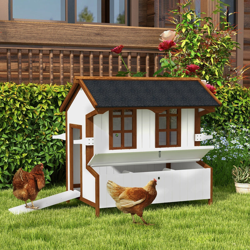 47" Chicken Coop Wooden Chicken House Rabbit Hutch Raised Poultry Cage Portable Hen Pen Backyard with Nesting Box and Handles