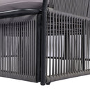 2-Piece Outdoor Sunbed and Coffee Table Set, Patio Double Chaise Lounger Loveseat Daybed with Clear Tempered Glass Table for the patio, poolside (Grey Cushion + Dark Grey Rope)