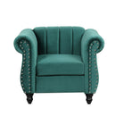 39" Modern Sofa Dutch Fluff Upholstered sofa with solid wood legs, buttoned tufted backrest,green