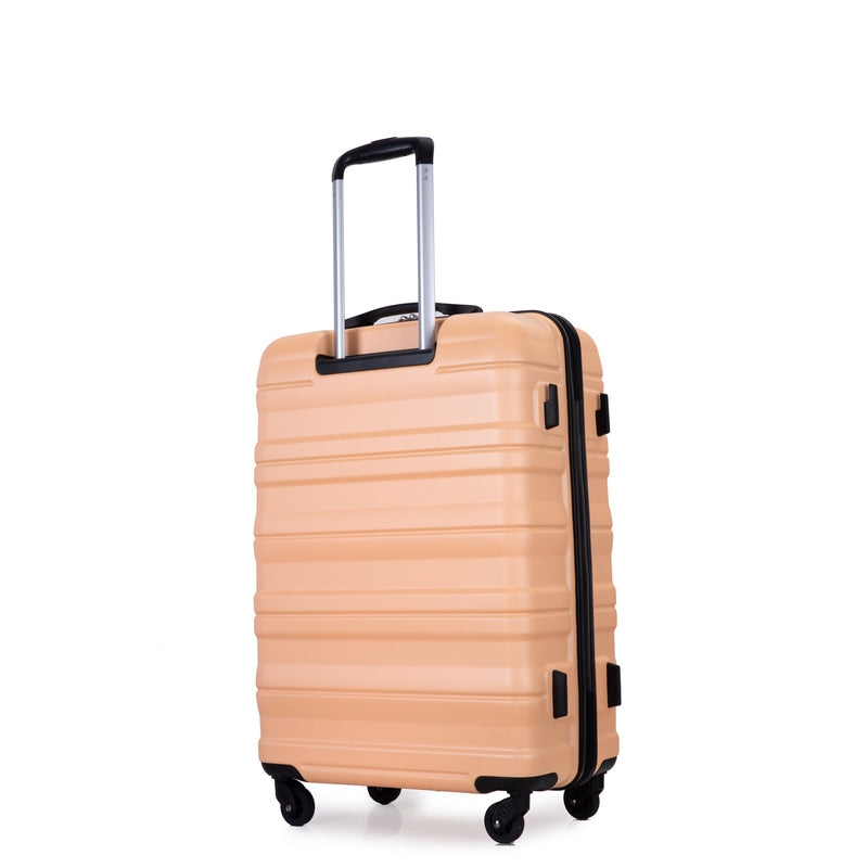 3 Piece Luggage Sets PC Lightweight & Durable Expandable Suitcase with Two Hooks, Spinner Wheels, TSA Lock, (21/25/29) Peach
