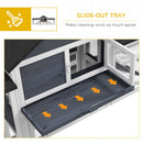 83"L Outdoor Rabbit Hutch, Guinea Pig Cage Indoor Outdoor Wooden Bunny Hutch with Double Runs, Weatherproof Roof, Removable Tray, Ramps, Dark Gray