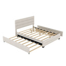 Queen Platform Bed With Twin Trundle And 2 Storage Drawers - Beige by HouseOfZazla