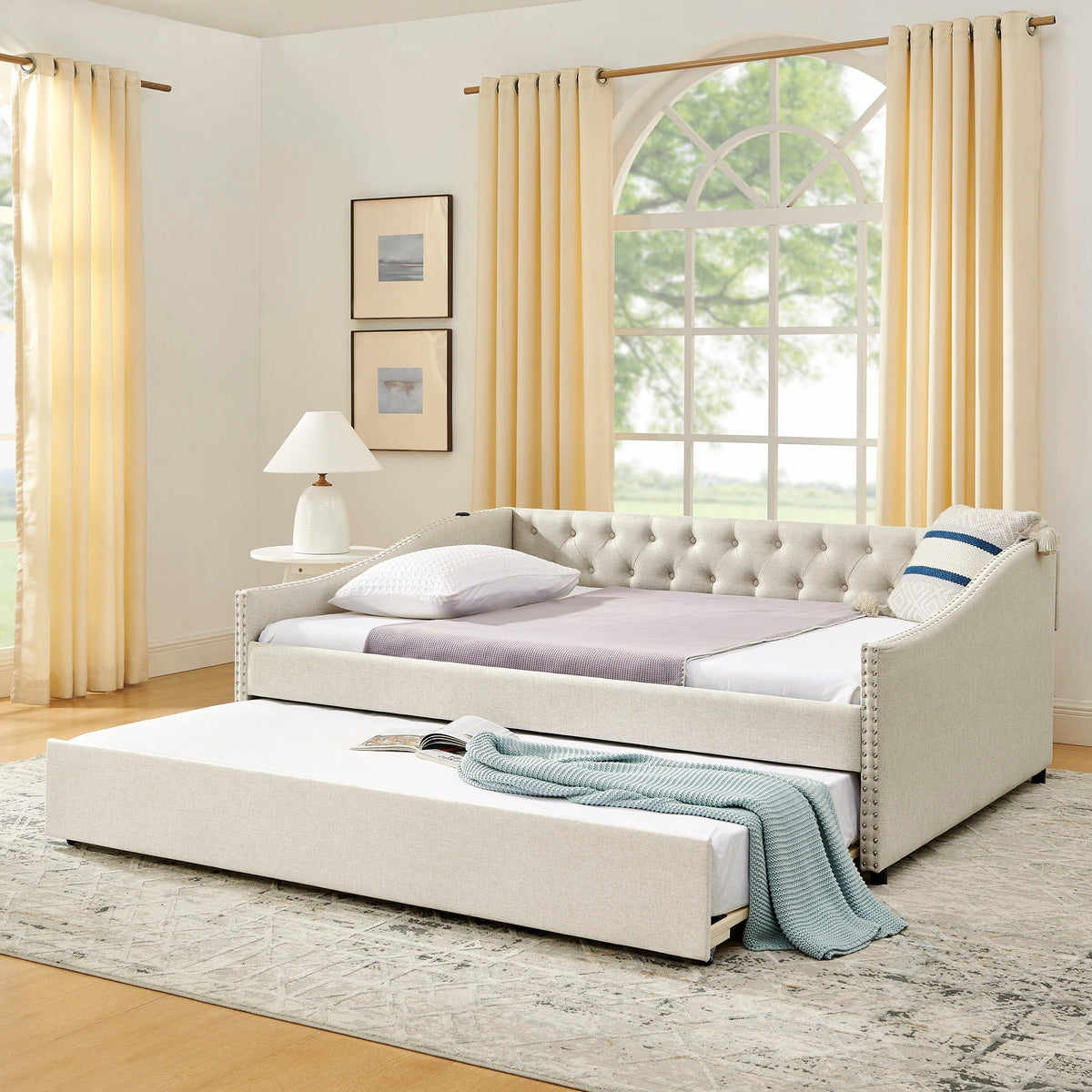 Upholstered Daybed With USB Charging & Pull Out Bed, photo 13 of 40