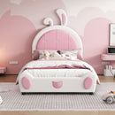 Upholstered Platform Bed With Rabbit Shaped Headboard by HouseOfZazla