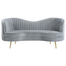 Sophia - 3 Piece Upholstered Channel Tufted Sofa Set - Gray