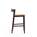 Klismos Wood Upholstered Counter Stool in Camel
