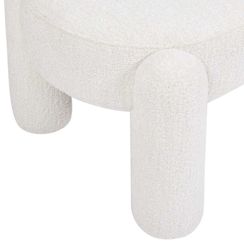 Hugo - Oval Fully Upholstered Bench - Milk Cream White, photo 4 of 6