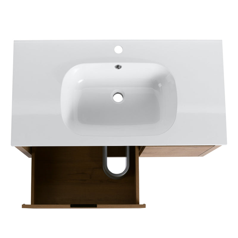 36 Inch Wall Mounted Bathroom Vanity With Gel Sink