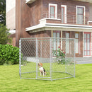 9.2' x 8' x 5.6' Dog Kennel, Outdoor Dog Run with Lockable Door for Medium and Large-Sized Dogs, Silver