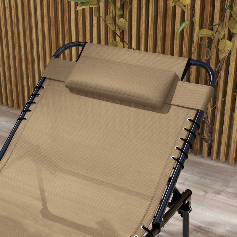 2 Piece Folding Chaise Lounge with 5-level Reclining Back, Outdoor Tanning Chair with Reading Face Hole, Outdoor Lounge Chair with Side Pocket & Headrest for Beach, Yard, Patio, Beige