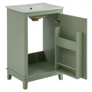 Modern Small Bathroom Vanity Cabinet With Ceramic Basin, Ample Storage, 1 Soft Close Door by HouseOfZazla