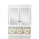 Bathroom Storage Cabinet, Medicine Cabinets For Bathroom With Mirror, 2 Doors 2 Adjustable Shelf & 3 Christmas Style Storage Basket - White