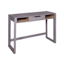 44 Inch Minimalist Single Drawer, Mago Wood, Entryway Console Table Desk, Textured Groove Lines, Gray