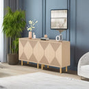 Sideboard Buffet Cabinet With Carved Doors - Yellow by HouseOfZazla