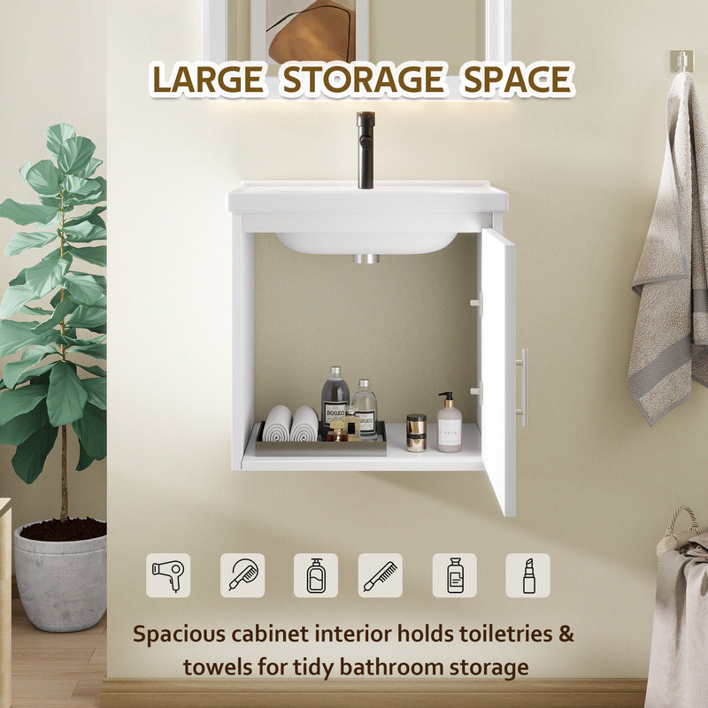 20" Floating Bathroom Vanity, Wall Mounted Plywood Cabinet, photo 4 of 10