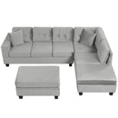 Modern Sectional Sofa With Storage Ottoman, L - Shape Couch With 2 Pillows And Cup Holders by HouseOfZazla