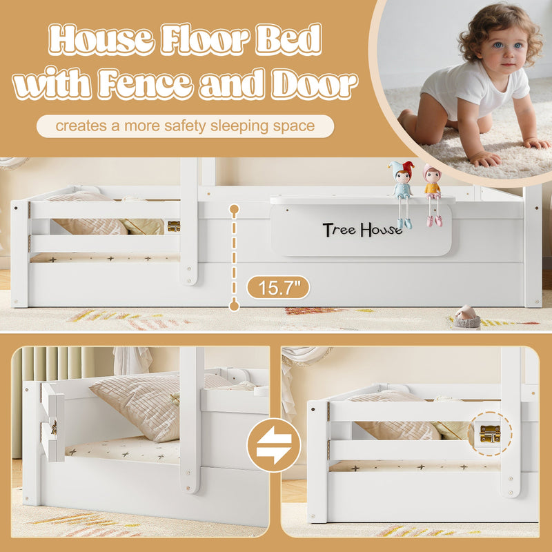 Twin Size Floor Bed with Guardrails and Roof, photo 6 of 10