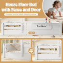 Twin Size Floor Bed with Guardrails and Roof