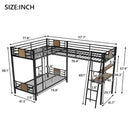 L-Shaped Twin Over Twin Bunk Bed With Twin Size Loft Bed With Desk And Shelf - Brown by HouseOfZazla