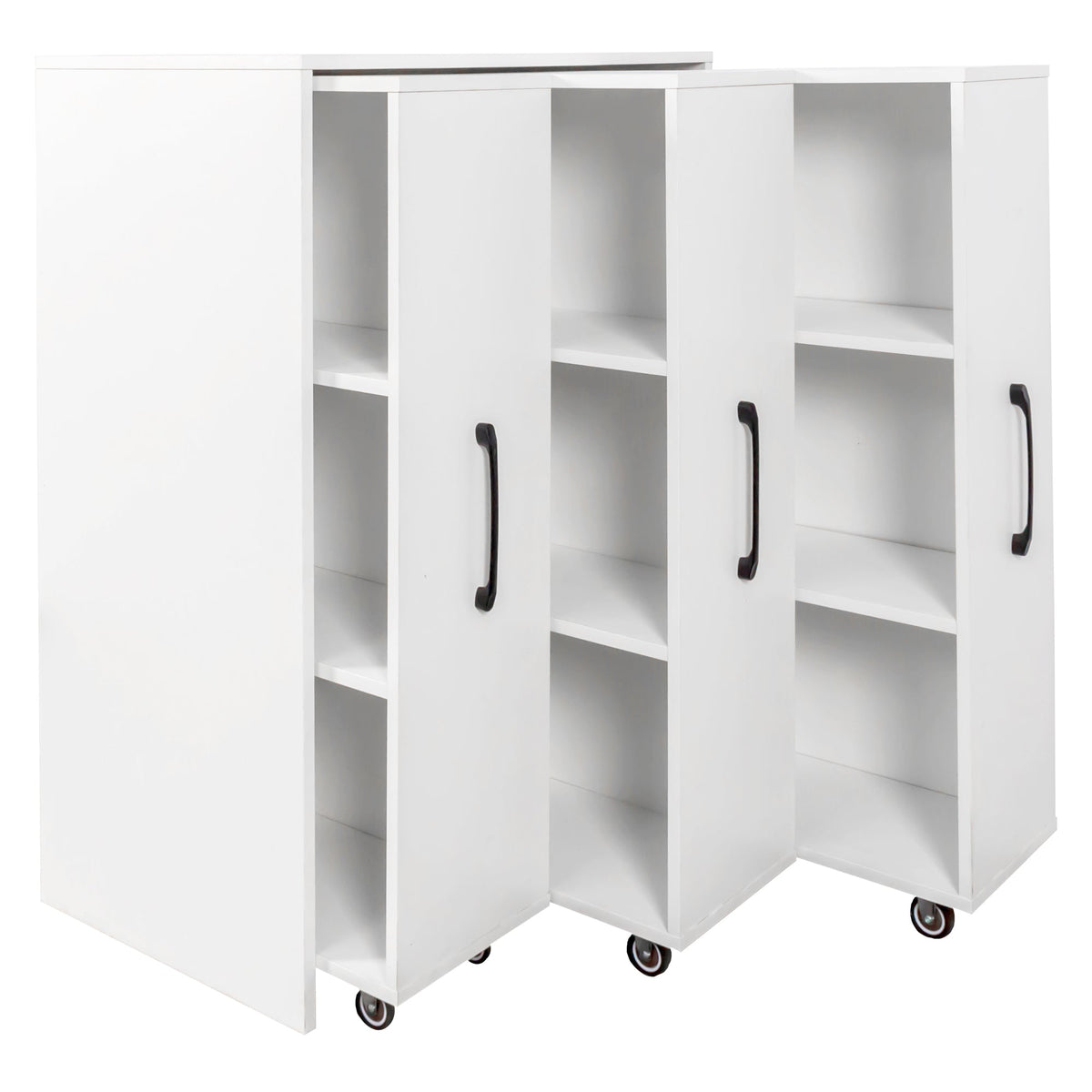 3 Tier Bookcase with Three Pulled Out Doors and Wheels, photo 7 of 10