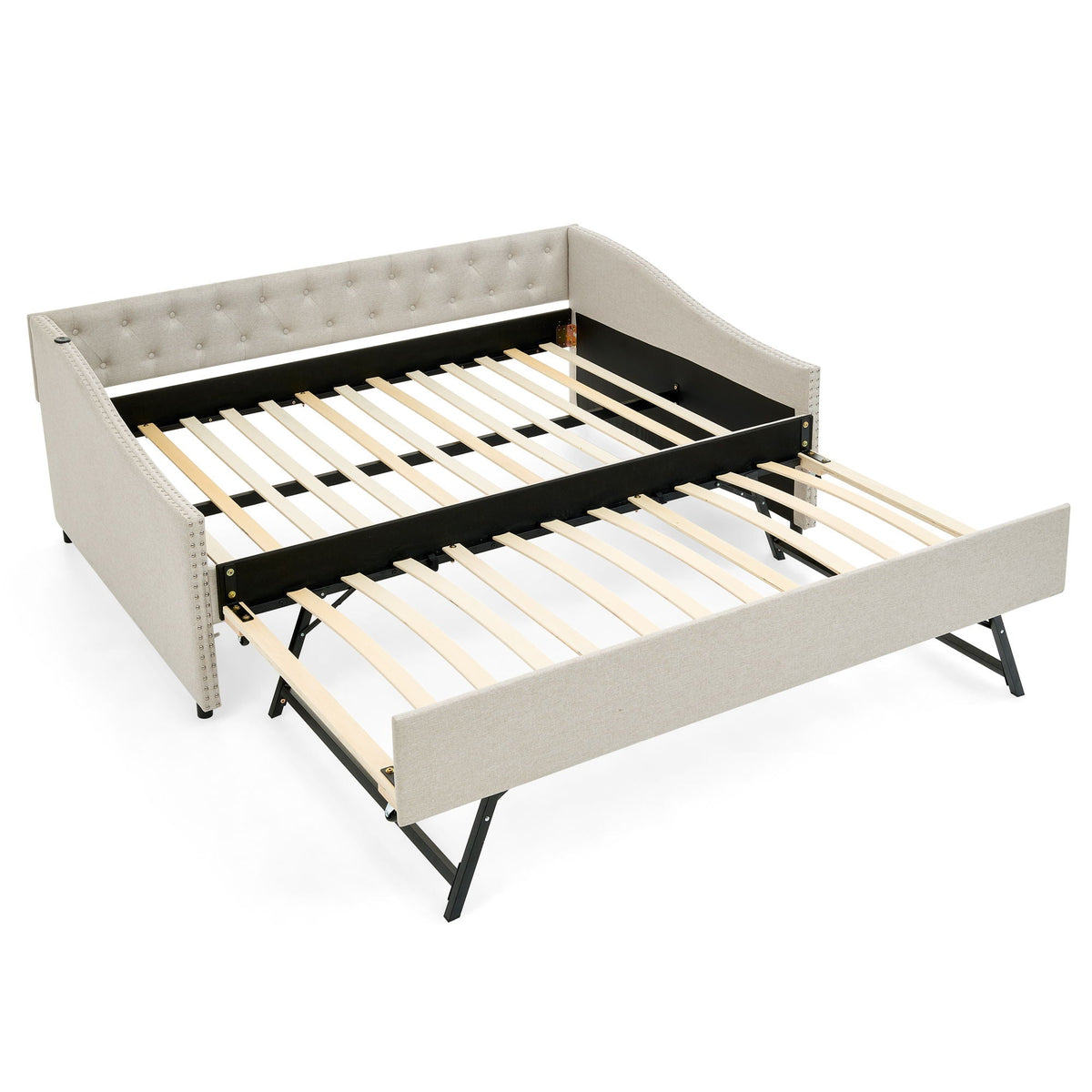Upholstered Daybed With USB Charging & Pull Out Bed, photo 3 of 40