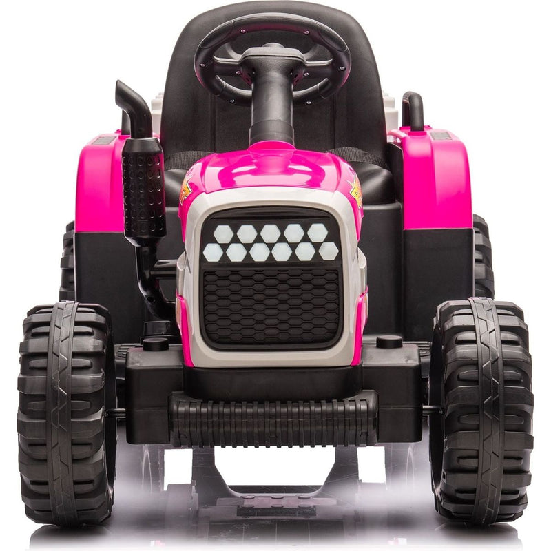 Ride on Tractor with Trailer,24V Battery Powered Electric Tractor Toy, 200wx2motor 1.86-4.97MPH/Remote Control,electric car for kids,Three speed adjustable,USB,MP3, Bluetooth,LED light, safety belt