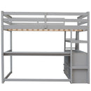 Modern Loft Bed With Built In Desk, Shelves, And 2 Drawers by HouseOfZazla