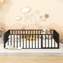 Metal Floor Bed Frame With Fence And Door by HouseOfZazla