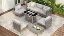 K&K Patio 8-Piece Patio Furniture Set with 43" Fire Pit Table by HouseOfZazla