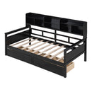 Daybed, Slat Support, With Bedside Shelves And 2 Drawers