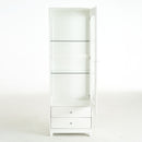 Modern Upholstered Glass Display Cabinet With Adjustable LED Light - White by HouseOfZazla