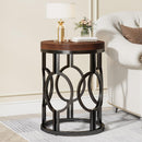 Round End Table Nightstand For Living - Brown / Black by HouseOfZazla