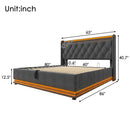 Upholstered Bed, 360 Surround LED Function, Remote Control, Hydraulic Storage Bed With USB, Type-C Charging (Without Mattress) by HouseOfZazla