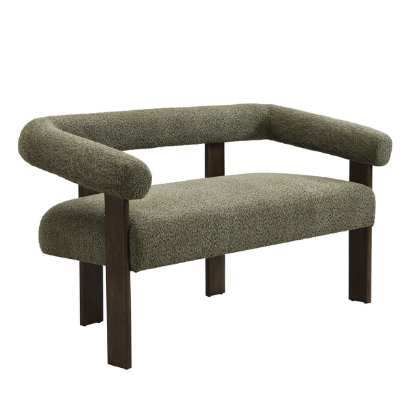 Round Armrest Loveseat (Green + Brown), photo 2 of 10