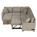 L-Shape Sofa Bed Pull-Out Sleeper Sofa With Wheels, USB Ports, Power Sockets For Living Room by HouseOfZazla