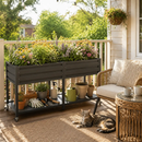 Dual Tier Elevated Metal Raised Garden Bed with Lockable Wheels & Lower Storage Shelf by HouseOfZazla