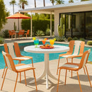4 Piece Set Of Modern Striped Color Blocking Single Chairs With Round Table by Unique Piece Furniture