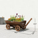 Small Wheelbarrow Wagon Flower Cart Wooden Mobile Garden Planter
