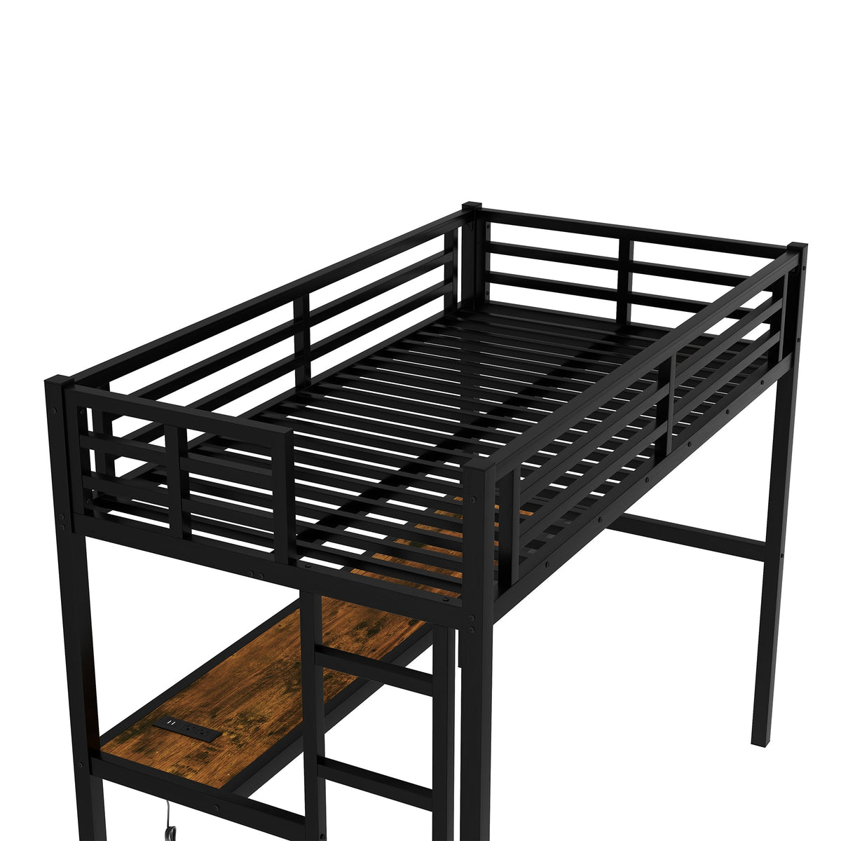 Metal Twin XL Size Loft Bed with Power Outlet and LED Light, photo 7 of 10