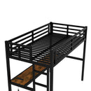 Metal Twin XL Size Loft Bed with Power Outlet and LED Light