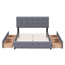 Upholstered Platform Bed With Classic Headboard And Drawers, No Box Spring Needed by HouseOfZazla