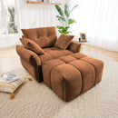 Ergonomic Single Seater Sofa With Ottoman, High Resilience Support Cushions by HouseOfZazla