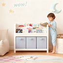 Bookshelf With 3 Tier Front Facing Storage And 3 Bins, Toddler Bookcase For Playroom - White